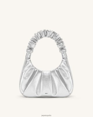 Jw Pei Bolsos - JW PEI Bolso de vagabundo de Gabbi Metallic Ruched plata L848F8146 bolso de hombro