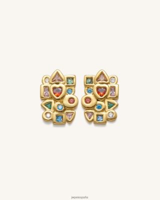 Jw Pei Bolsos - JW PEI Pendientes de combinación geométrica Circón de 18ct chapado en oro y multicolor L848F8398 pendientes