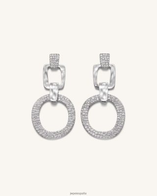 Jw Pei Bolsos - JW PEI Pendientes geométricos abiertos redondos Circón de oro blanco de 18ct chapado y blanco L848F8392 pendientes
