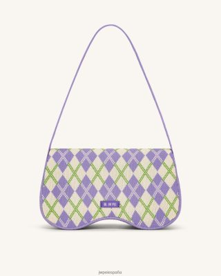 Jw Pei Bolsos - JW PEI bolso de hombro de punto de becci Púrpura y marfil y lima L848F8152 bolso de hombro