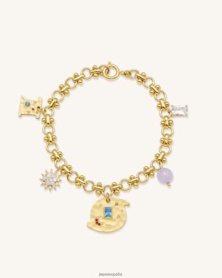 Jw Pei Bolsos - JW PEI brazalete Multi Charm de Cosmos Round 18ct chapado en oro y cuentas de circón multicolor y púrpura L848F8365 pulsera