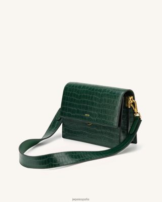 Jw Pei España - JW PEI Mini Flap Crossbody Croc de color verde oscuro L848F84 bolsa de cuerpo cruzado