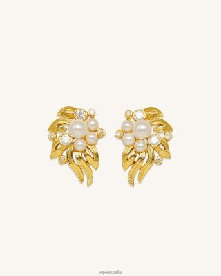 Jw Pei España - JW PEI Pendientes de flores Zircón y Faux Pearls chapado en oro de 18ct. L848F8400 pendientes