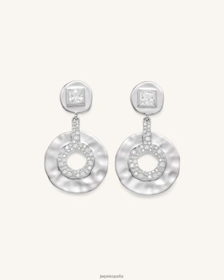 Jw Pei España - JW PEI Pendientes geométricos abiertos pequeños Circón de oro blanco de 18ct chapado y blanco L848F8385 pendientes