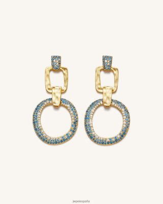 Jw Pei España - JW PEI Pendientes geométricos abiertos redondos 18ct chapado en oro y nano azul marino L848F8391 pendientes