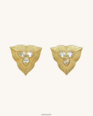 Jw Pei España - JW PEI aretes de hoja 18ct chapado en oro y circón blanco L848F8361 pendientes