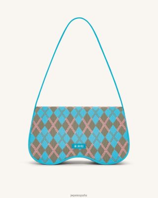 Jw Pei España - JW PEI bolso de hombro de punto de becci Lago azul y gris verde y rosa L848F8151 bolso de hombro