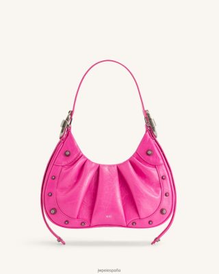 Jw Pei Zapatos - JW PEI Gabbi triturado bolso de vagabundo ruchado rosa brillante L848F8168 bolso de hombro
