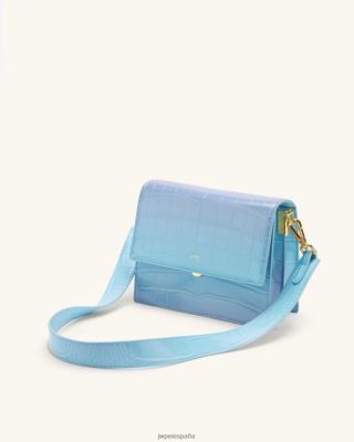 Jw Pei Zapatos - JW PEI Mini Flap Crossbody Croc de Gradiente Azul y Púrpura L848F842 bolsa de cuerpo cruzado