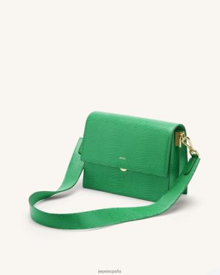 Jw Pei Zapatos - JW PEI Mini Flap Crossbody lagarto verde de hierba L848F824 bolsa de cuerpo cruzado