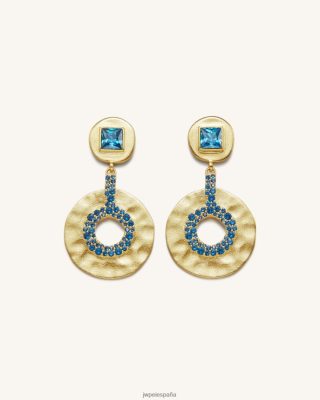 Jw Pei Zapatos - JW PEI Pendientes geométricos abiertos pequeños Circón azul chapado en oro y mar de 18ct. L848F8384 pendientes