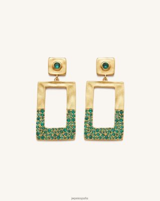 Jw Pei Zapatos - JW PEI Pendientes geométricos de rectángulos 18ct chapado en oro y nano verde L848F8387 pendientes
