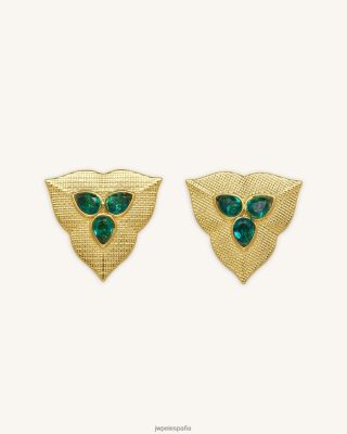 Jw Pei Zapatos - JW PEI aretes de hoja Zircón de oro verde dorado y verde oscuro de 18ct L848F8363 pendientes
